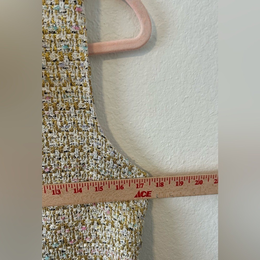 Julie Brown NWT Tweed Shift Dress –Ivory Textured Sleeveless Mini Sz 10 - Picture 7 of 12